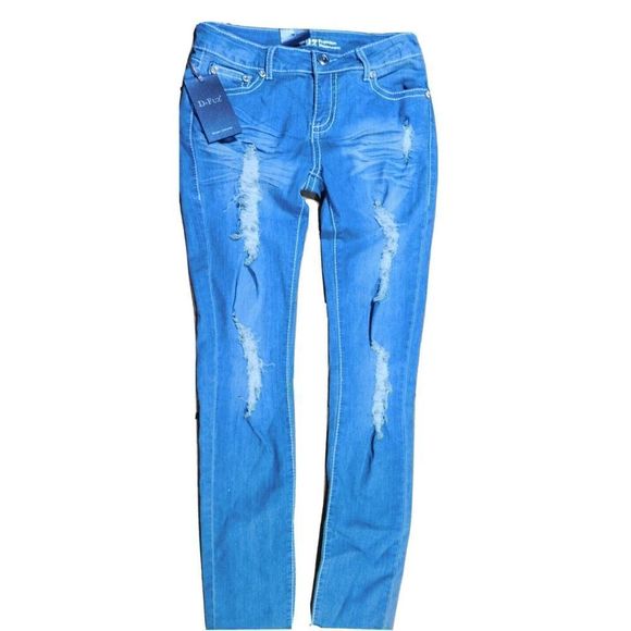 D-FUZ stoned BLUE STUDDED SKINNY DENIM JEANS MUTI SIZES - Picture 1 of 7